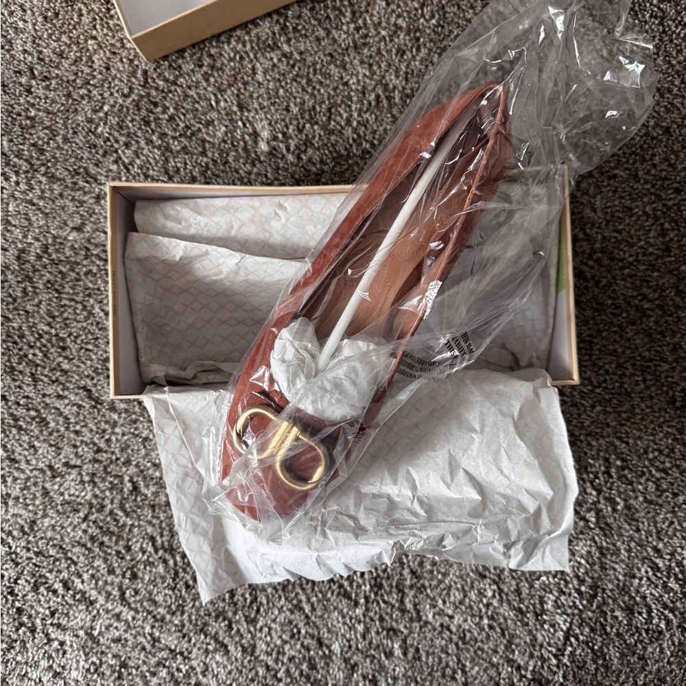 NYDJ Women's Baran Ballerina Flat Cognac Size 9.5